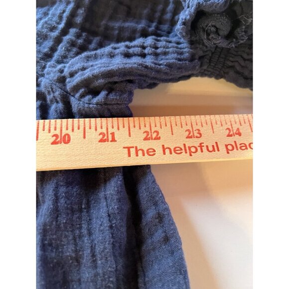 FREE PEOPLE navy gauzy fringe mini dress a-line L festival lightweight boho - Picture 9 of 10